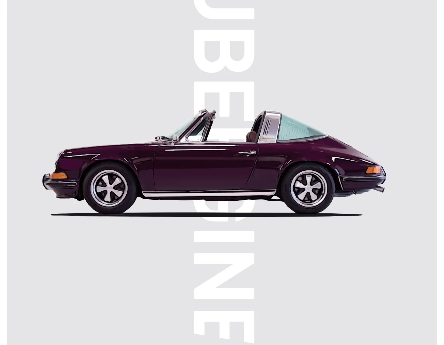 The Air Factor-ALUMINUM POSTERS 1972 Aubergine Porsche Targa top